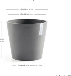Ecopots bloempot Amsterdam grijs D 30 H 26,3 cm