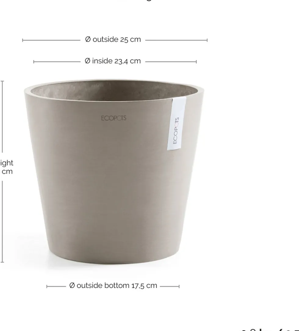Ecopots bloempot Amsterdam taupe D 25 H 22 cm