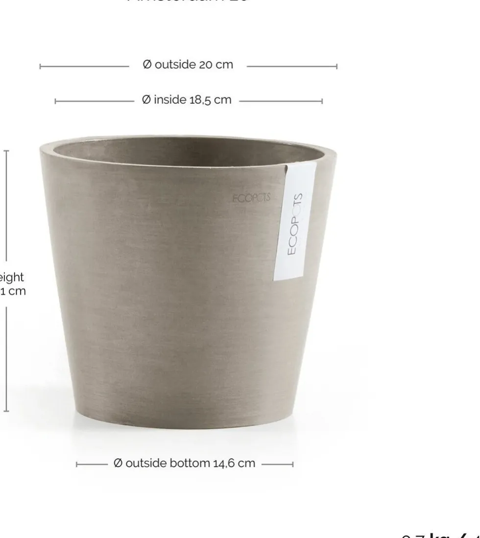 Ecopots bloempot Amsterdam taupe D 20 H 17,1 cm