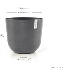Ecopots bloempot Oslo grijs D 45 H 39,2 cm