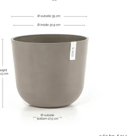 Ecopots bloempot Oslo taupe D 35 H 30,5 cm
