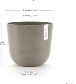 Ecopots bloempot Oslo taupe D 25 H 21,8 cm