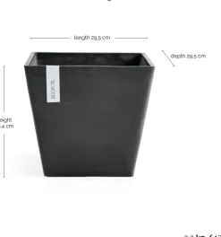 Ecopots bloempot Rotterdam donkergrijs 30 x 30 x 26 cm