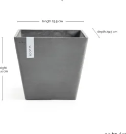 Ecopots bloempot Rotterdam grijs 30 x 30 x 26 cm