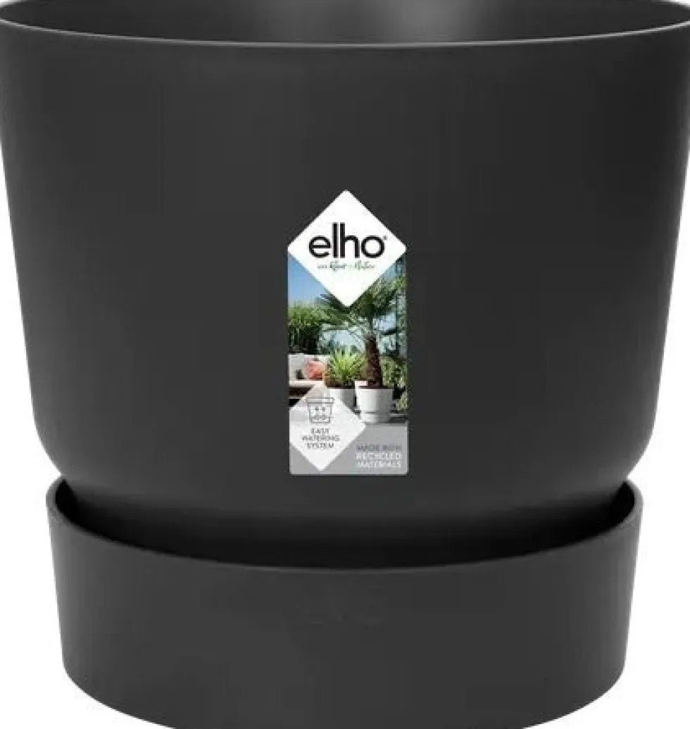 Elho bloempot met waterreservoir Greenville zwart D 50 H 55 cm