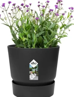 Elho bloempot met waterreservoir Greenville zwart D 19,5 H 18,4 cm