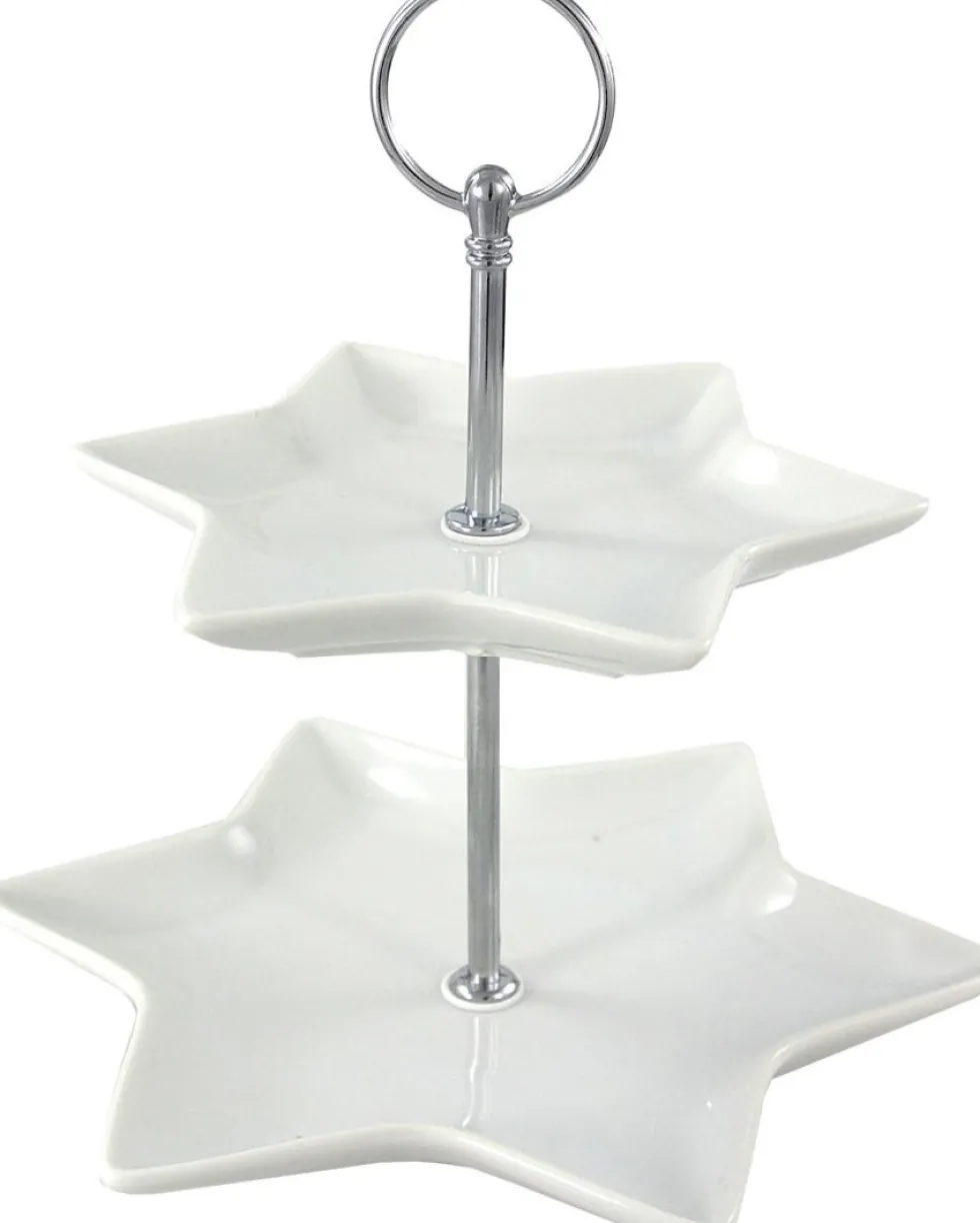 Etagère Ster 2-laags wit / zilver 21 x 19 x 25 cm