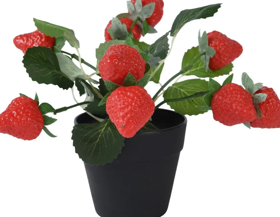 Everlands kunstplant aardbei rood D 20 H 20 cm