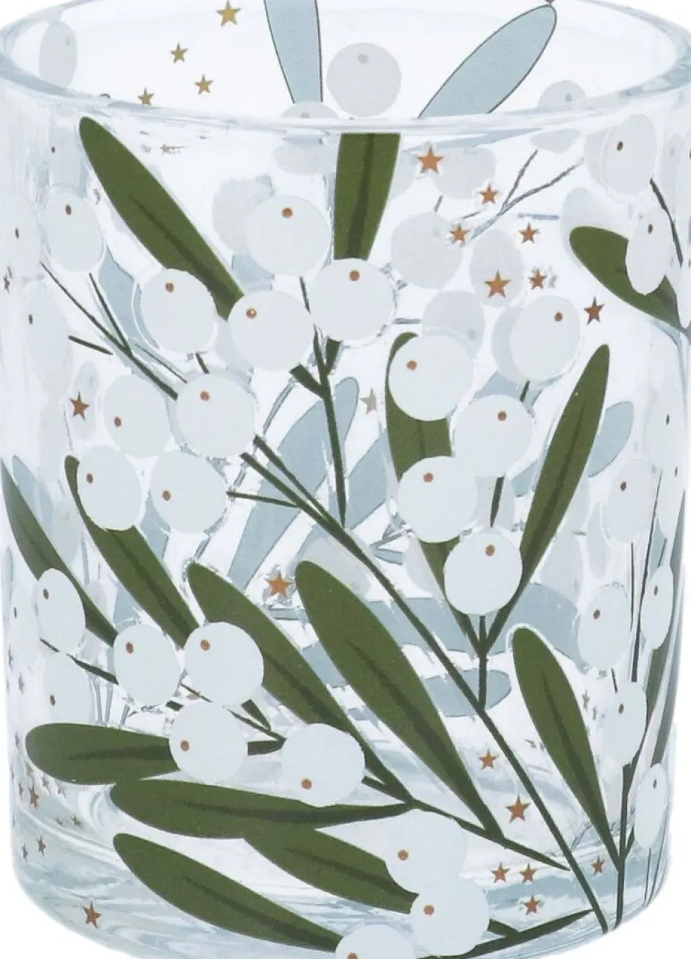 Gisela Graham waxinelichthouder Mistletoe wit / groen D 6 H 7 cm