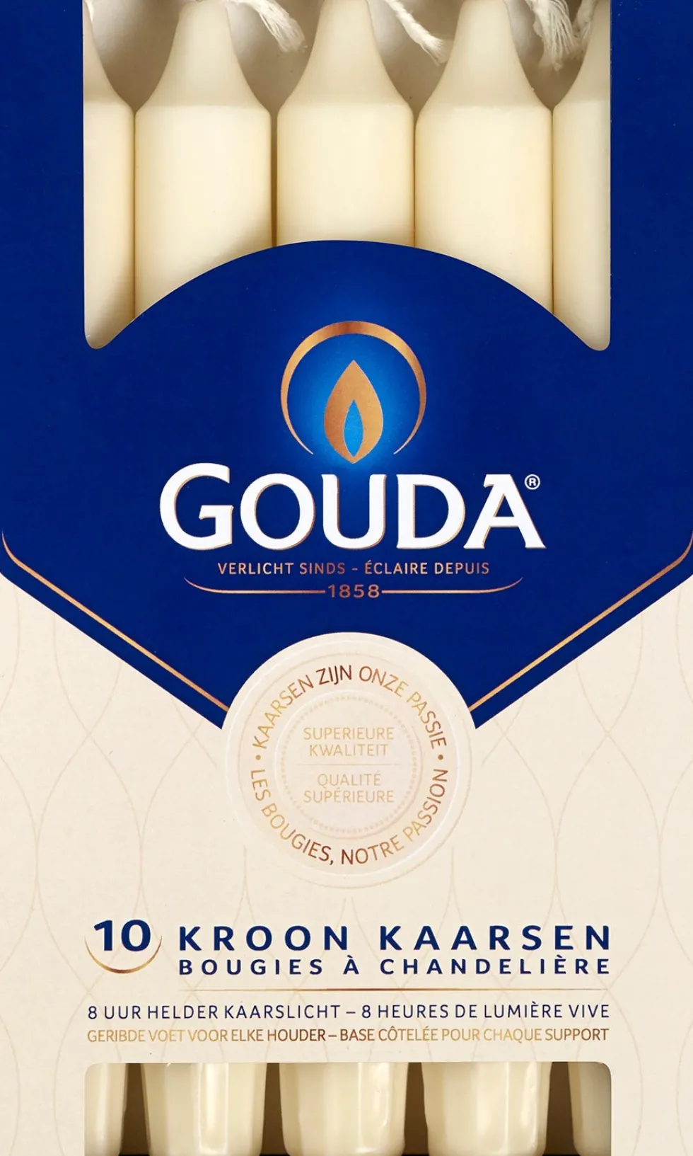 Gouda dinerkaars crème 8 uur D 2,5 H 20,6 cm 10 stuks