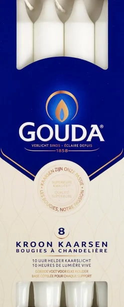 Gouda dinerkaars wit 10 uur D 2,5 H 24,7 cm 8 stuks