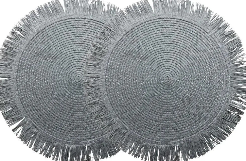 Gusta placemats grijs D 38 H 0,2 cm 2 stuks
