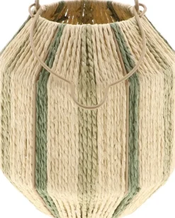 HBX windlicht Xavi naturel / groen D 18 H 20 cm