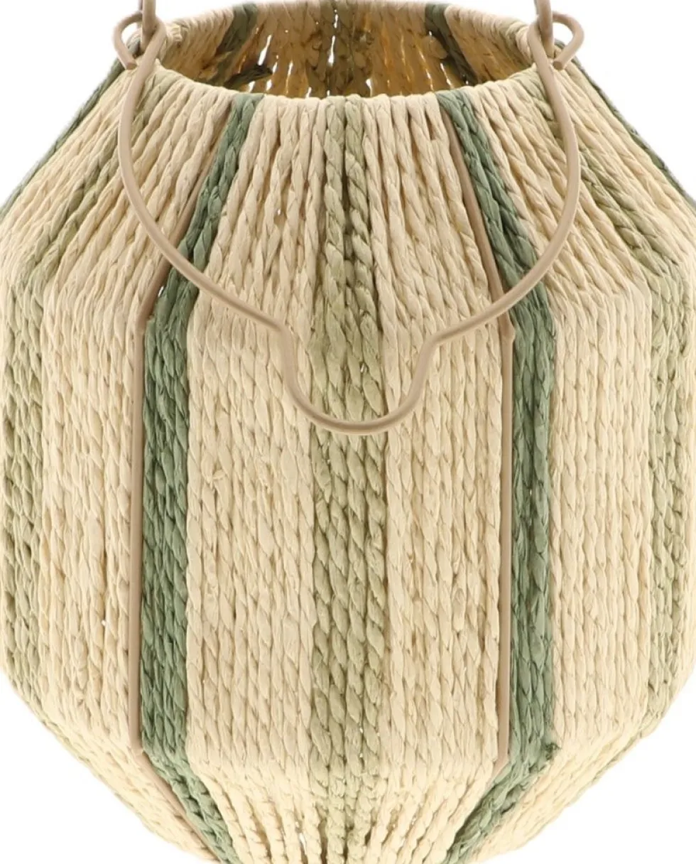HBX windlicht Xavi naturel / groen D 18 H 20 cm