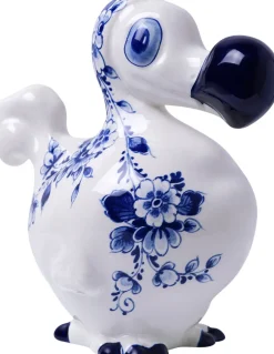 Heinen Delfts Blauw beeld De Blauwe Dodo wit / blauw 15 x 9 x 15 cm