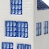 Heinen Delfts Blauw beeld Grachtenpand Nr. 5 wit / blauw 4,5 x 4 x 13 cm