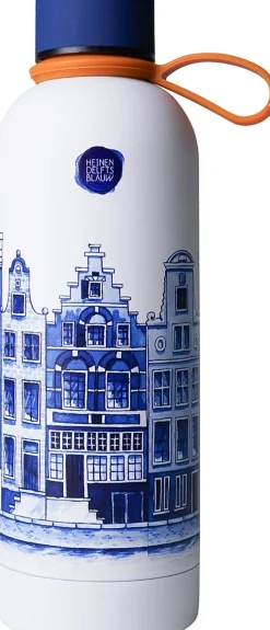 Heinen Delfts Blauw drinkfles stad blauw / wit D 7 H 22 cm