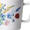 Heinen Delfts Blauw koffiemok Wildbloemen bloementuin D 8,5 H 9,5 cm