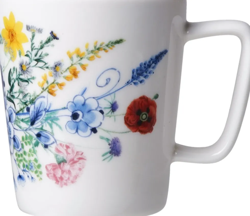 Heinen Delfts Blauw koffiemok Wildbloemen bloementuin D 8,5 H 9,5 cm
