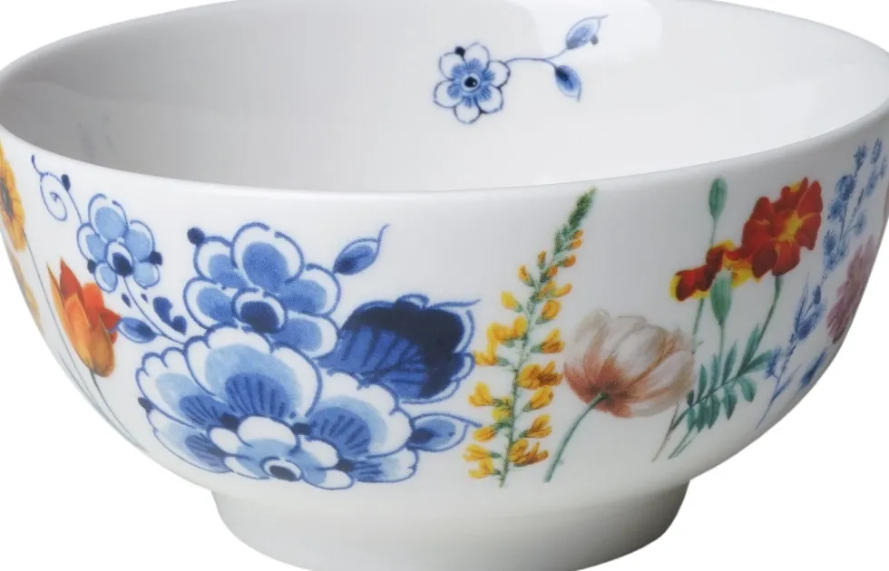Heinen Delfts Blauw kom Wildbloemen D 10 H 5 cm