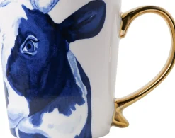 Heinen Delfts Blauw mok blauw / wit koe D 8,5 H 9,5 cm