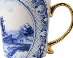 Heinen Delfts Blauw mok blauw / wit molen D 8,5 H 9,5 cm