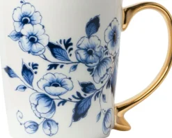 Heinen Delfts Blauw mok bloemen D 8,5 H 9,5 cm