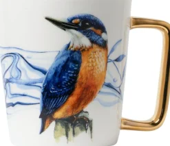 Heinen Delfts Blauw mok ijsvogel D 8,5 H 9,5 cm