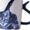 Heinen Delfts Blauw mok Kattenstaart speels blauw / wit D 8,5 H 9,5 cm