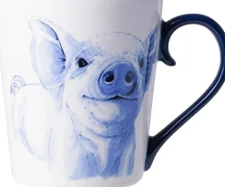 Heinen Delfts Blauw mok varken blauw / wit D 8,5 H 9,5 cm