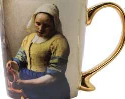 Heinen Delfts Blauw mok Vermeer & Fabritius melkmeisje D 8,5 H 9,5 cm