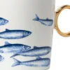 Heinen Delfts Blauw mok vissen blauw / wit D 8,5 H 9,5 cm