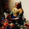 Heinen Delfts Blauw onderzetter Vermeer & Fabritius 6 x 6 x 0,6 cm 4 stuks