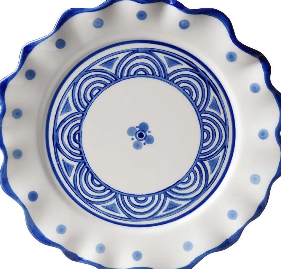 Heinen Delfts Blauw ontbijtbord Majolica blauw / wit D 21,5 H 2,2 cm