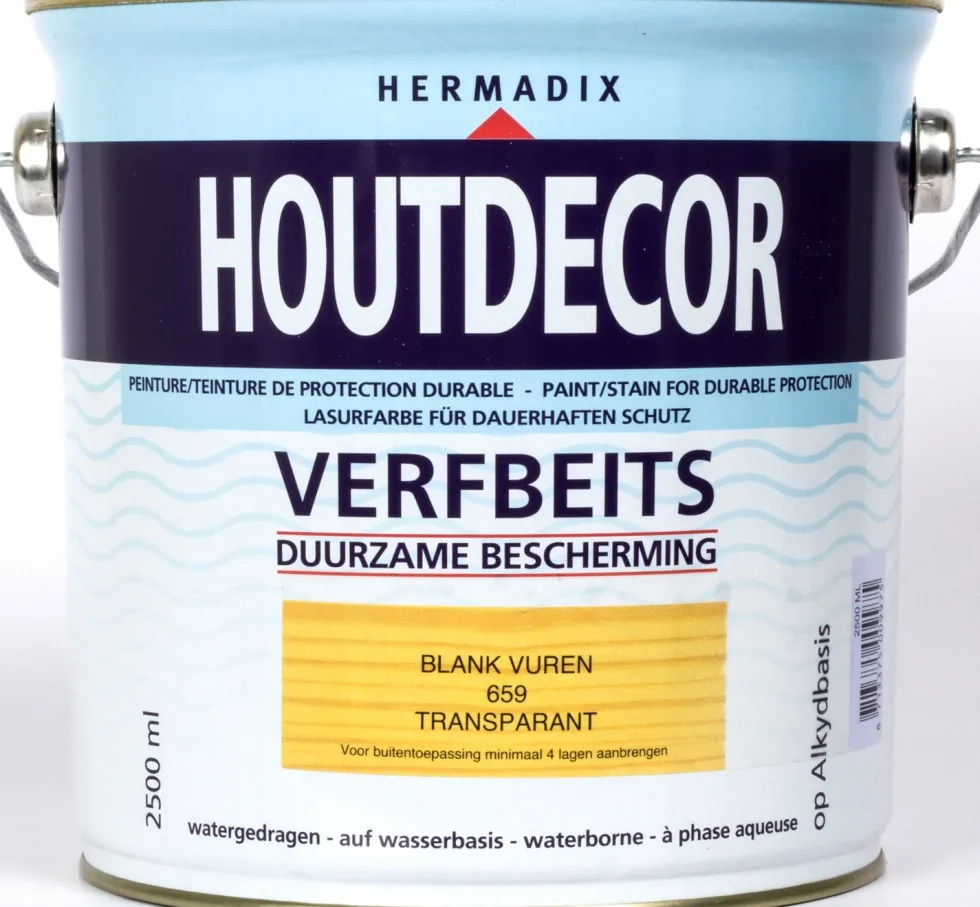 Hermadix Houtdecor transparant blank vuren 2,5 l