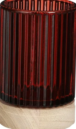 House of Seasons waxinelichthouder Cala rood D 8,5 H 13,5 cm