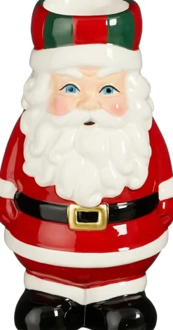 House of Seasons waxinelichthouder Kerstman rood / wit 10 x 9 x 17,5 cm