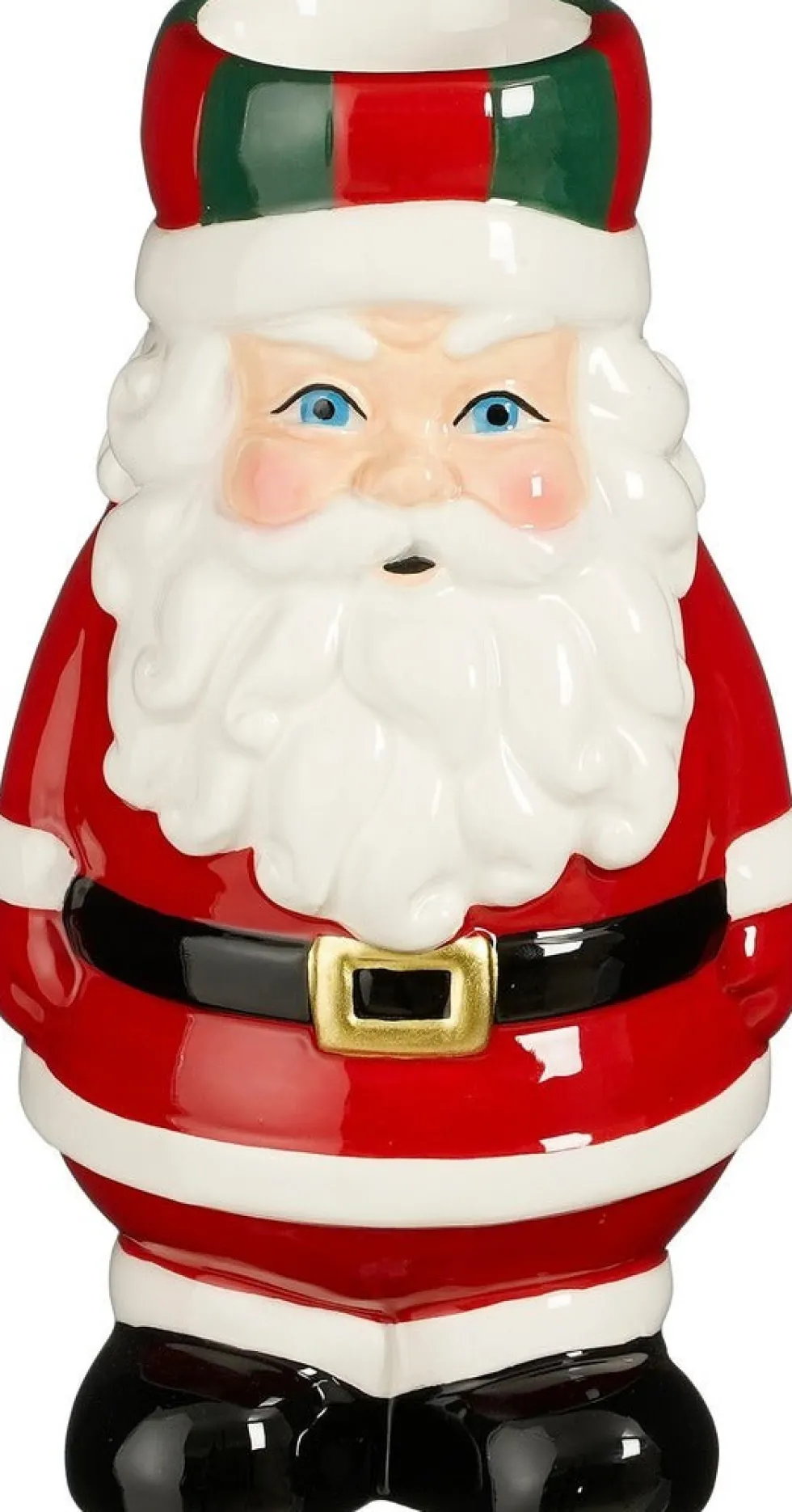 House of Seasons waxinelichthouder Kerstman rood / wit 10 x 9 x 17,5 cm