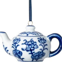 Intratuin beeld Berri theepot wit / blauw 5,5 x 5,3 x 8,5 cm