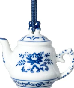 Intratuin beeld Berri theepot wit / blauw 7,5 x 5 x 8 cm