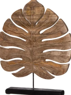 Intratuin beeld op voet Nijs blad naturel / zwart 34 x 8 x 47 cm
