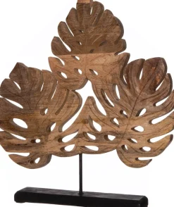 Intratuin beeld op voet Nijs blad naturel / zwart 32 x 8 x 36 cm