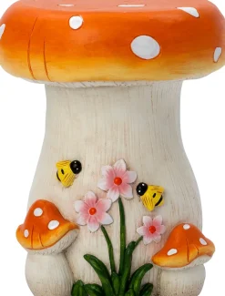 Intratuin bijzettafel paddenstoel wit / oranje 34 x 31 x 41 cm