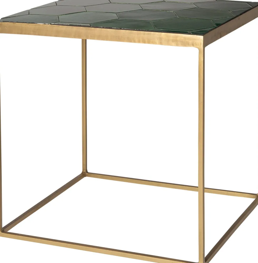 Intratuin bijzettafel Silka groen / goud 45 x 40 x 45 cm
