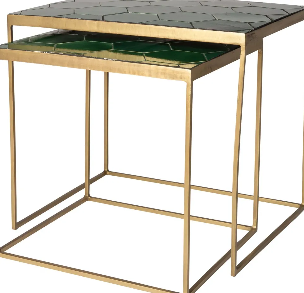 Intratuin bijzettafel Silka groen / goud 45 x 40 x 45 cm
