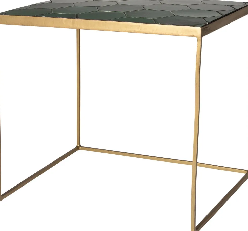 Intratuin bijzettafel Silka groen / goud 56 x 46 x 50 cm