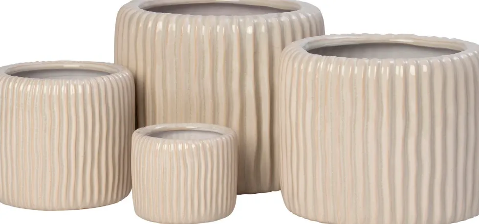 Intratuin bloempot Louva crème D 14 H 12 cm