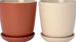 Intratuin bloempot met schotel Shai beige D 16 H 16 cm