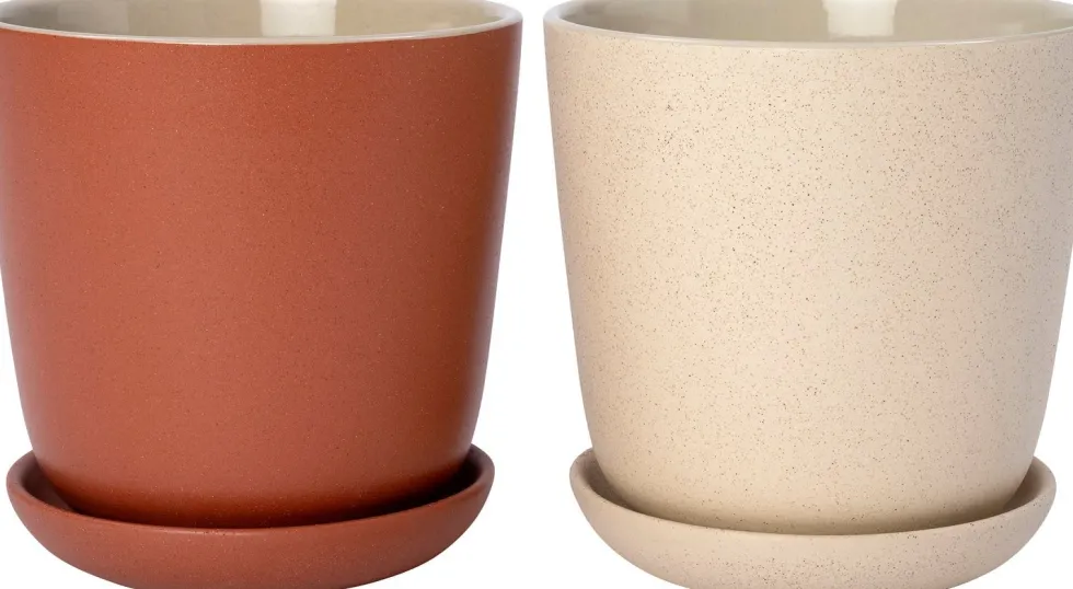 Intratuin bloempot met schotel Shai terracotta D 13,7 H 14 cm