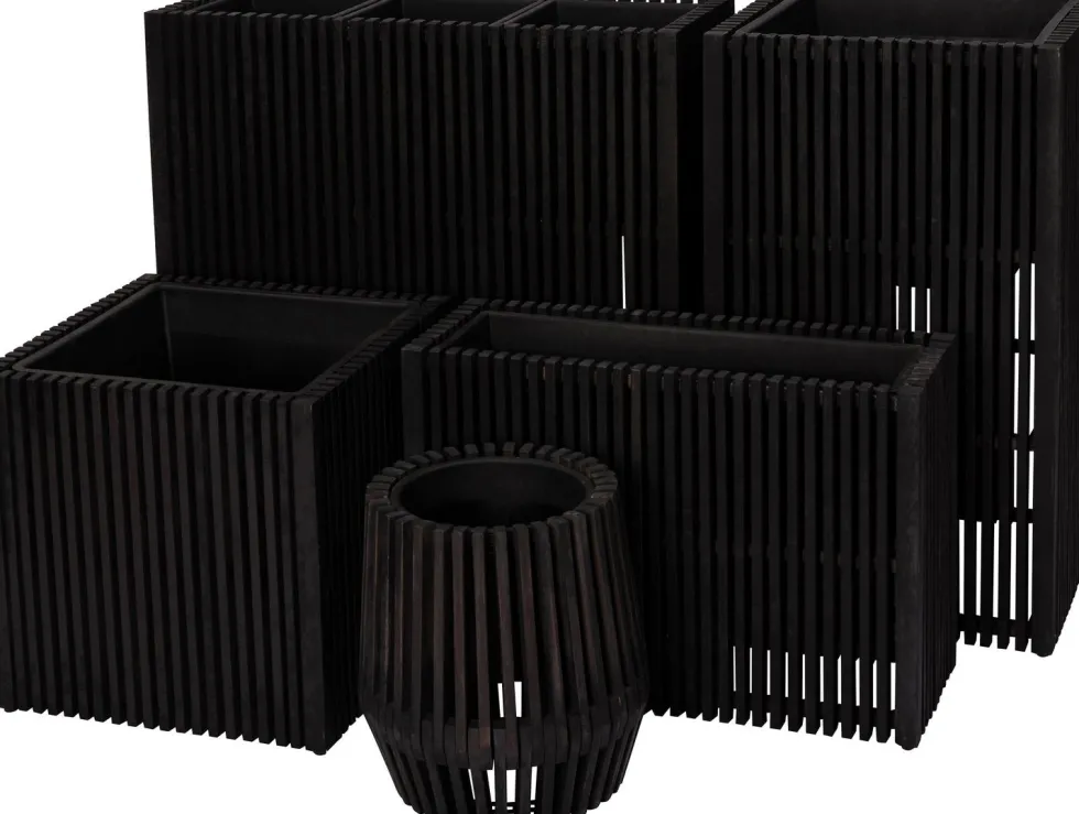 Intratuin bloempot op poten Latten zwart 90 x 33 x 90 cm